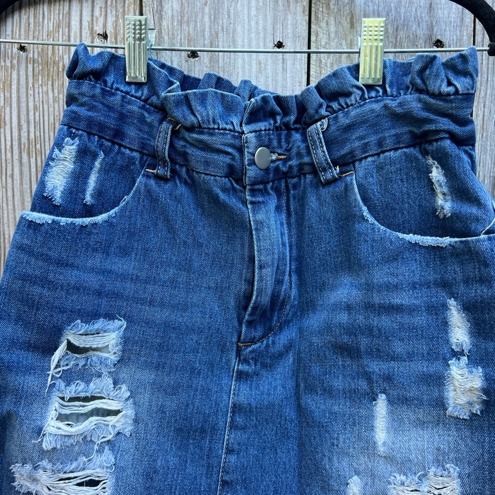 HAYDEN Distressed Paperbag Denim Skirt Women’s Small - Picture 8 of 14